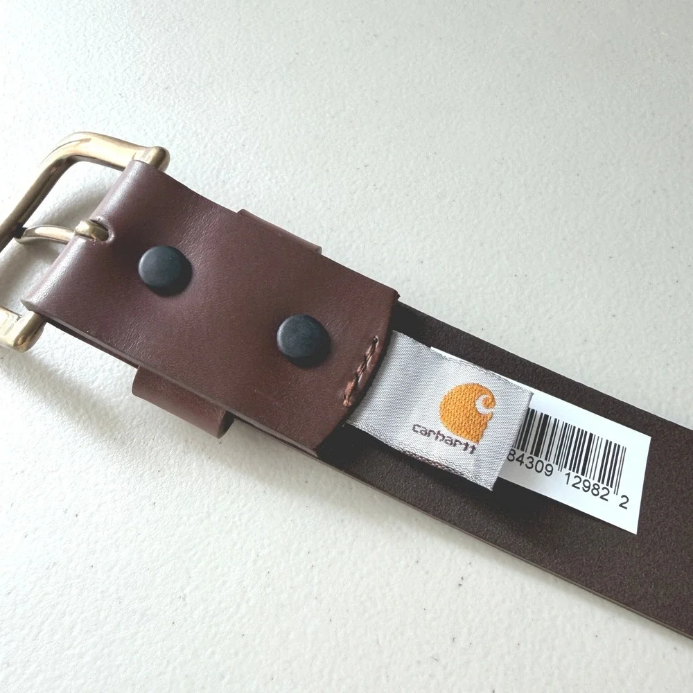 Carhartt Bridle Belt Size 52 Brown Leather Brass Buckle